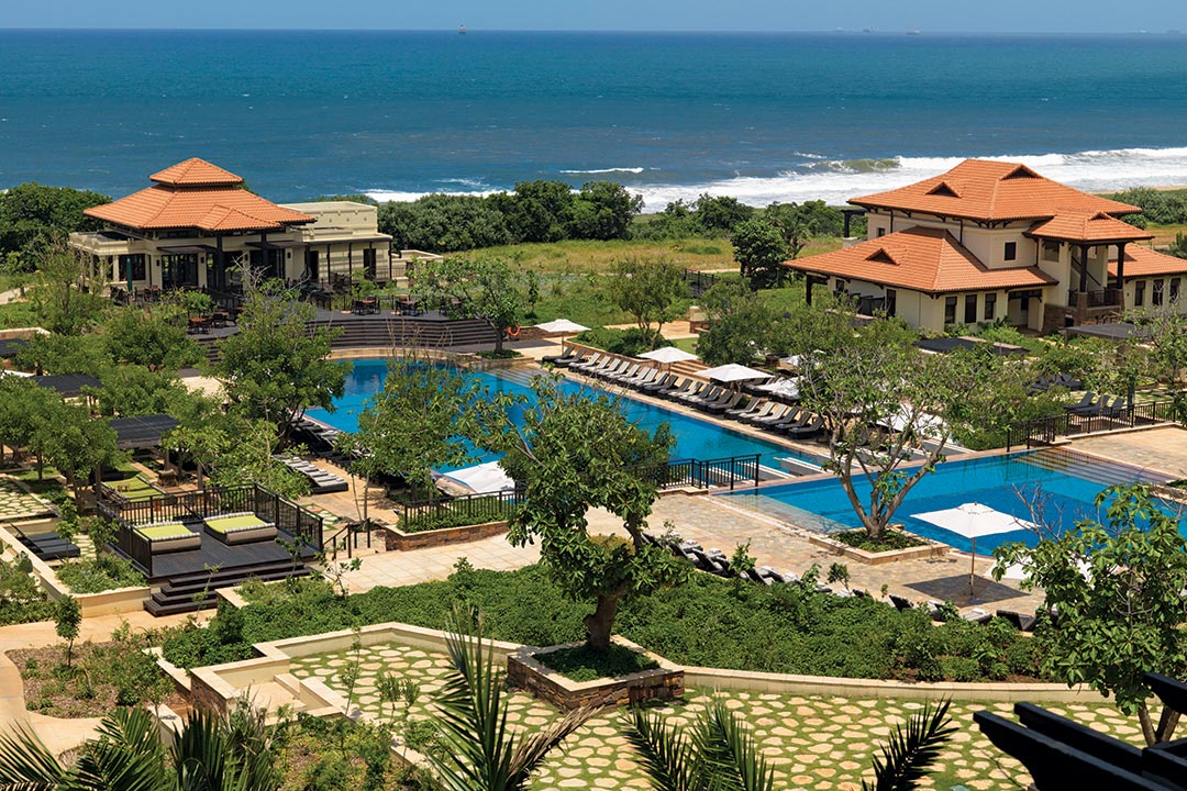 Praia de Zimbali, com a piscina e as casas